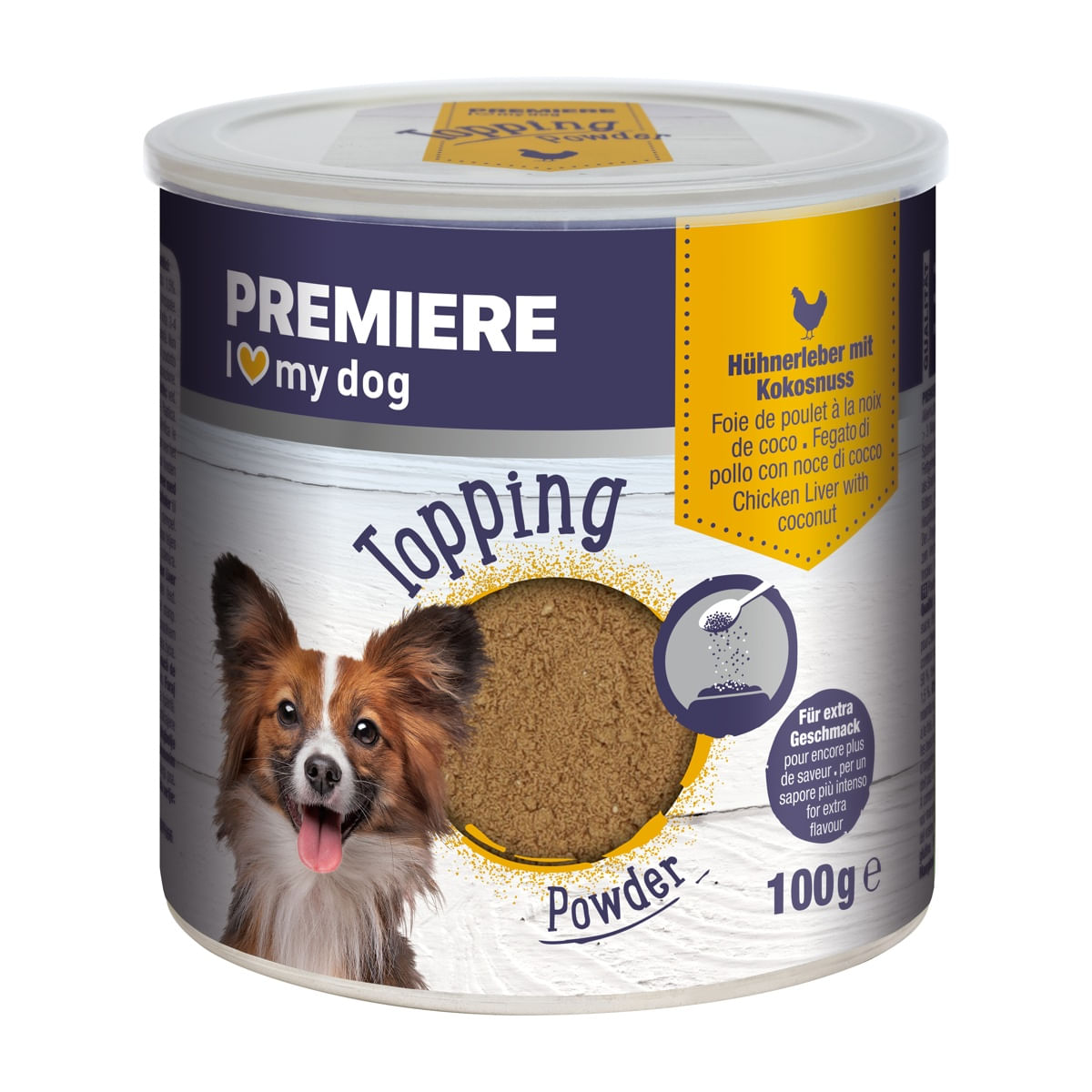 Premiere Dog Topping Powder 100G FEGATO DI POLLO CON NOCE DI COCCO